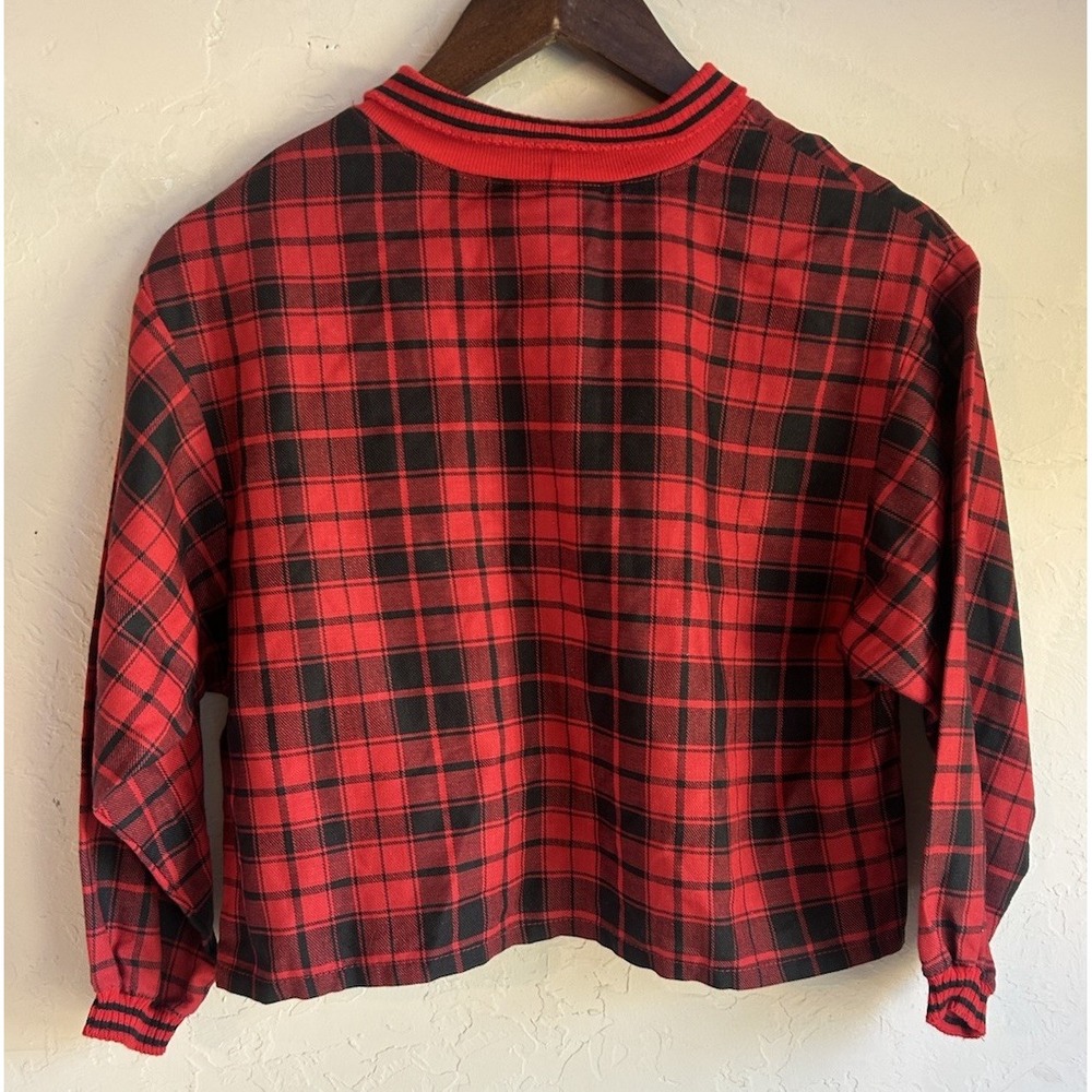Vintage 90s Y2K Hang Ten Cropped Boxy Plaid Top S Punk Academia Edgy Grunge‎ - Picture 2 of 8